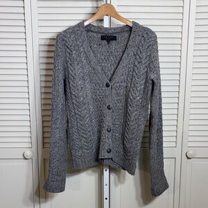 rag & bone Women's Gray Marled Cable-Knit Cardigan Sweater Small